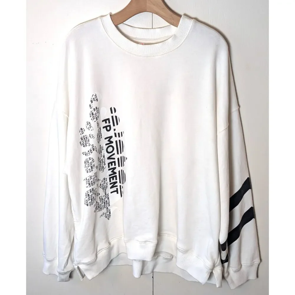 Free People All Star Buti Logo Ivory Pullover Large